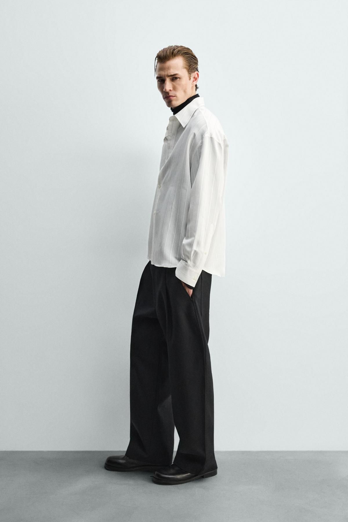 자라 테크니컬 스트라이프 플로우 롱슬리브 셔츠 9496/027 WHITE - 상세 이미지 4