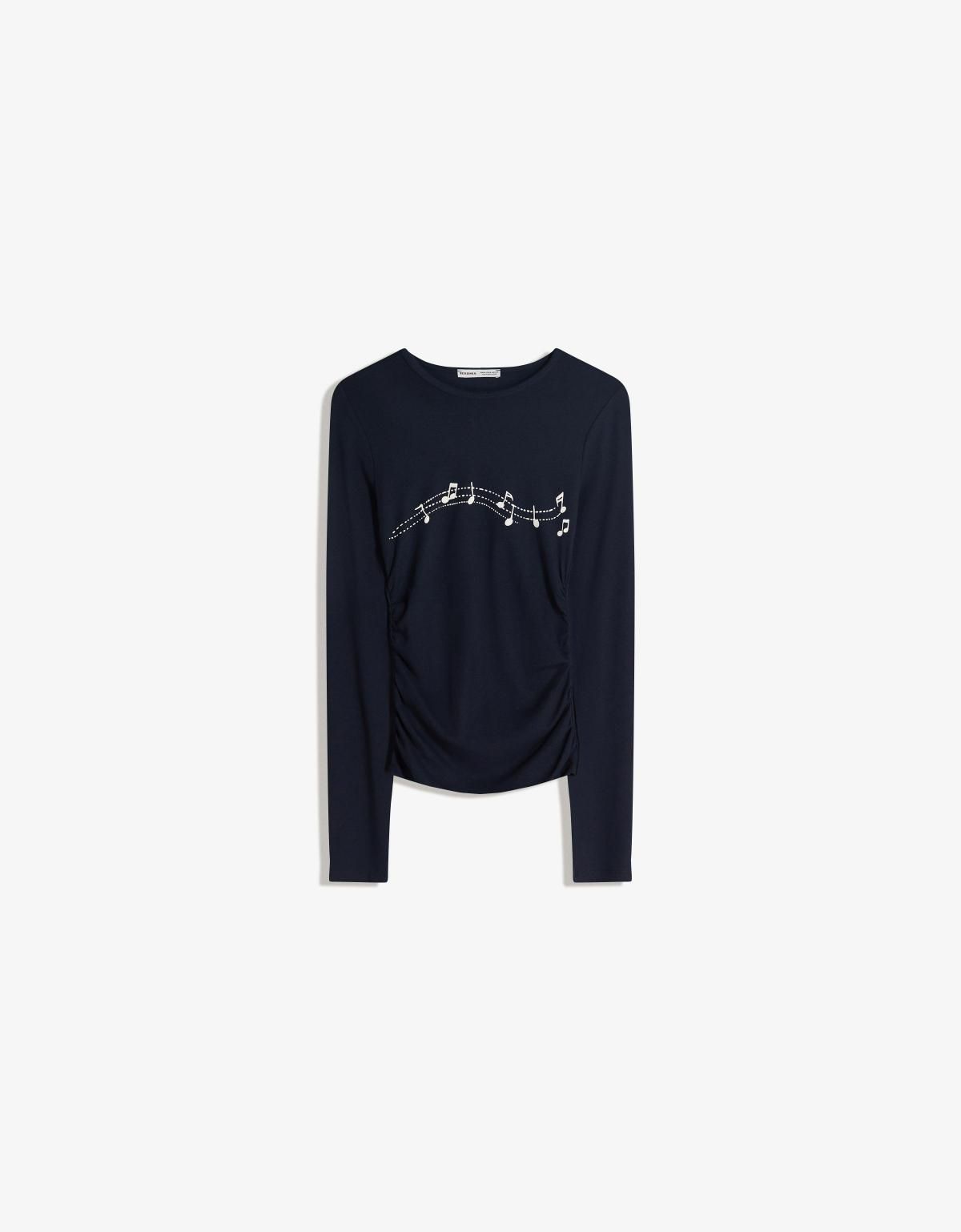 버쉬카 네이비 셔링 프린트 긴팔 티셔츠 0051/152 NAVY - 상세 이미지 3