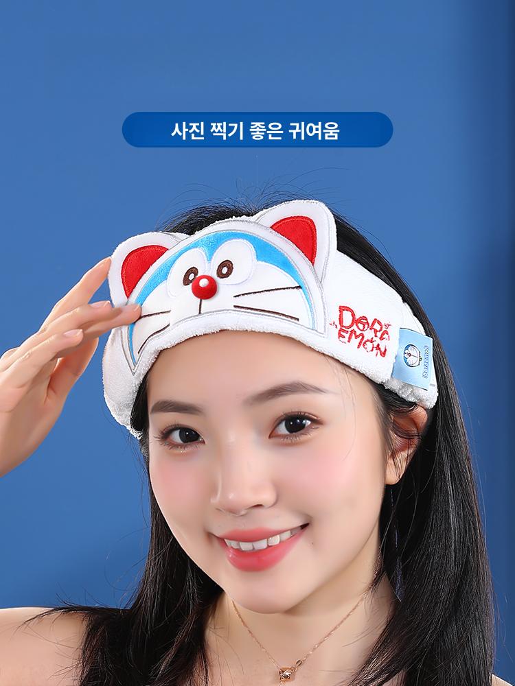 도라에몽 세안 헤어밴드 귀여운 캐릭터 메이크업 머리띠 마스크팩 전용 헤어후드 화이트 1개 - 상세 이미지 3