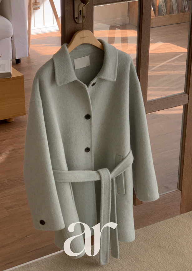 [울함유] 울 싱글 핸드메이드 하프 코트 ct1671