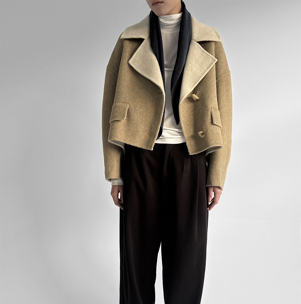 울 언발란스 셔츠 스타일 핸드메이드 자켓