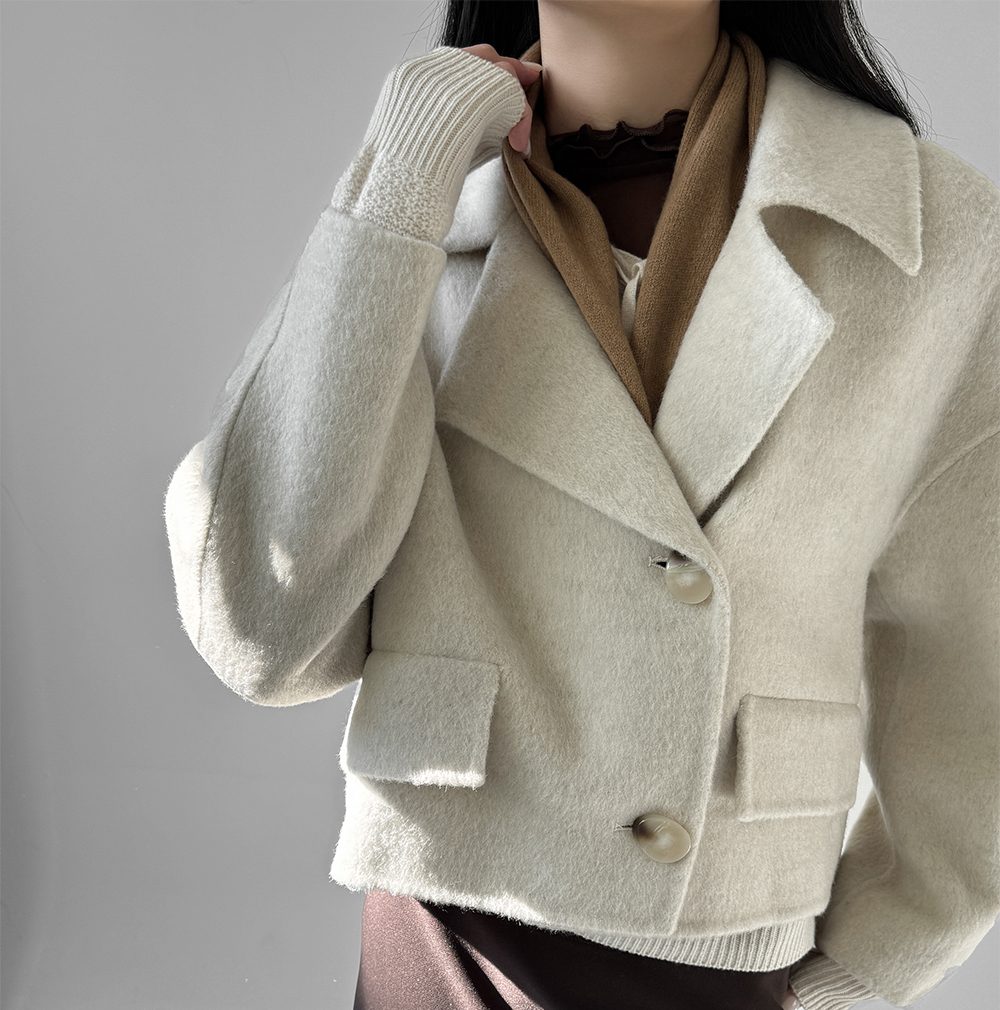 울 언발란스 셔츠 스타일 핸드메이드 자켓