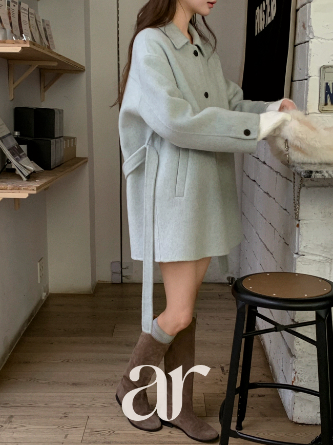 [울함유] 울 싱글 핸드메이드 하프 코트 ct1671