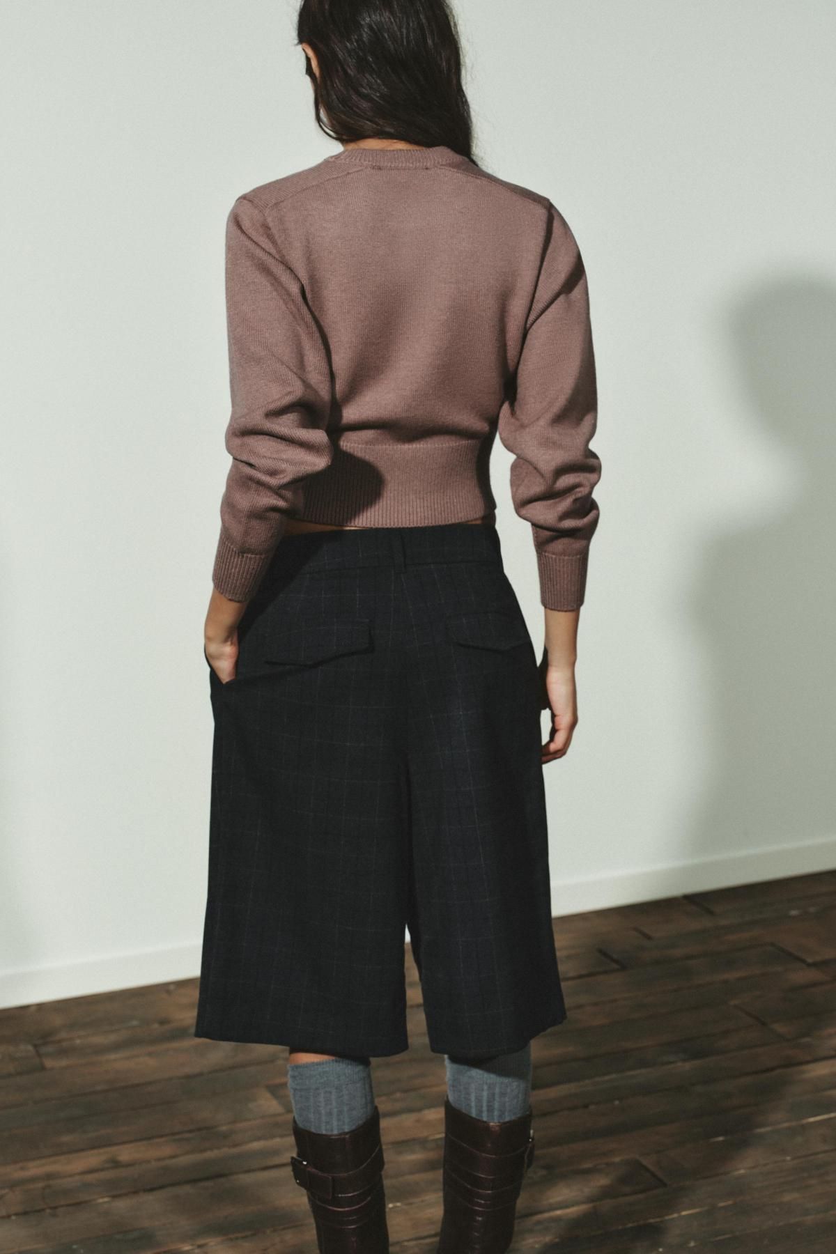 자라 크롭 라운드넥 니트 스웨터 브라운 5536/141 BROWN / TAUPE - 상세 이미지 5