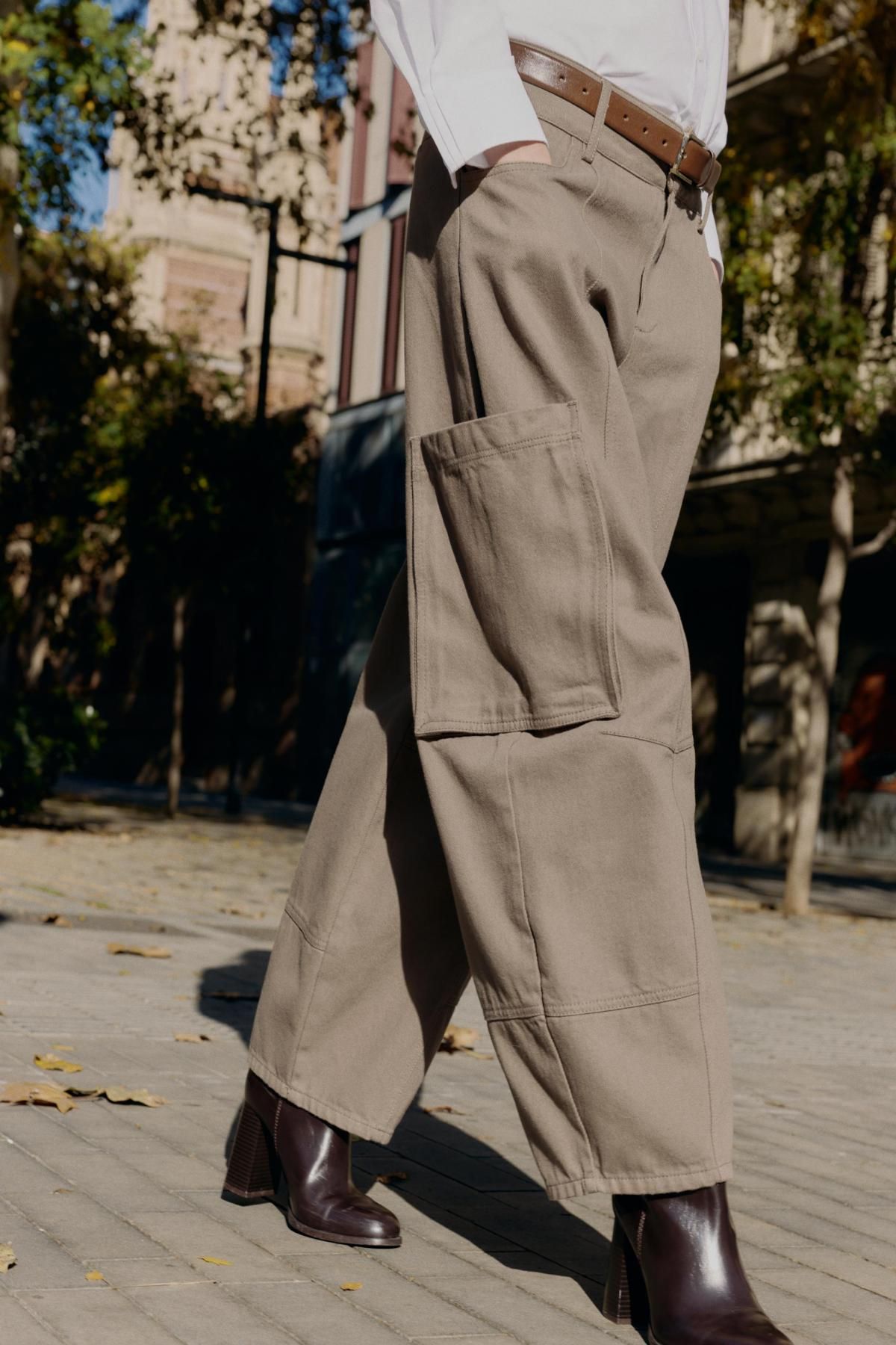 자라 하이웨이스트 카고 벌룬 조거 팬츠 9521/661 BROWN / TAUPE - 상세 이미지 4