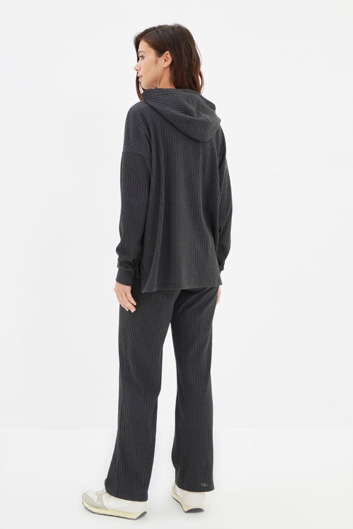 트렌디올 테크니컬 골지 후드 파자마 세트 4222755 GRIS - 상세 이미지 2