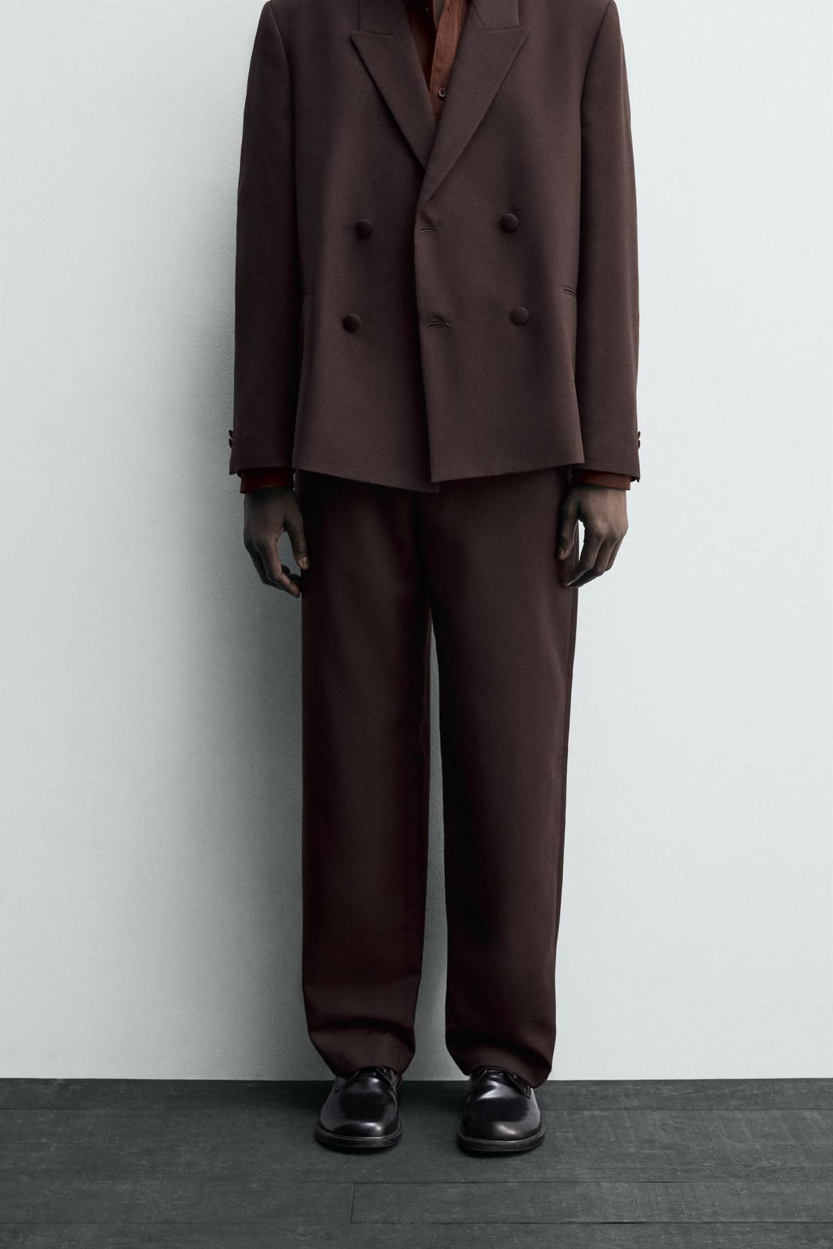 자라 테크니컬 울 스트레이트핏 정장 팬츠 0706/977 DARK BROWN - 상품 이미지