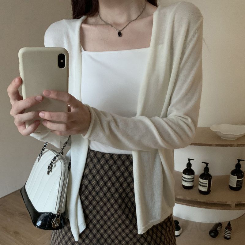 가을 간절기 여성 루즈핏 가디건 자외선 차단 얇은 긴팔 아우터 스타일리시한 캐주얼 코디용 편안한 착용감 데일리 - 상세 이미지 3