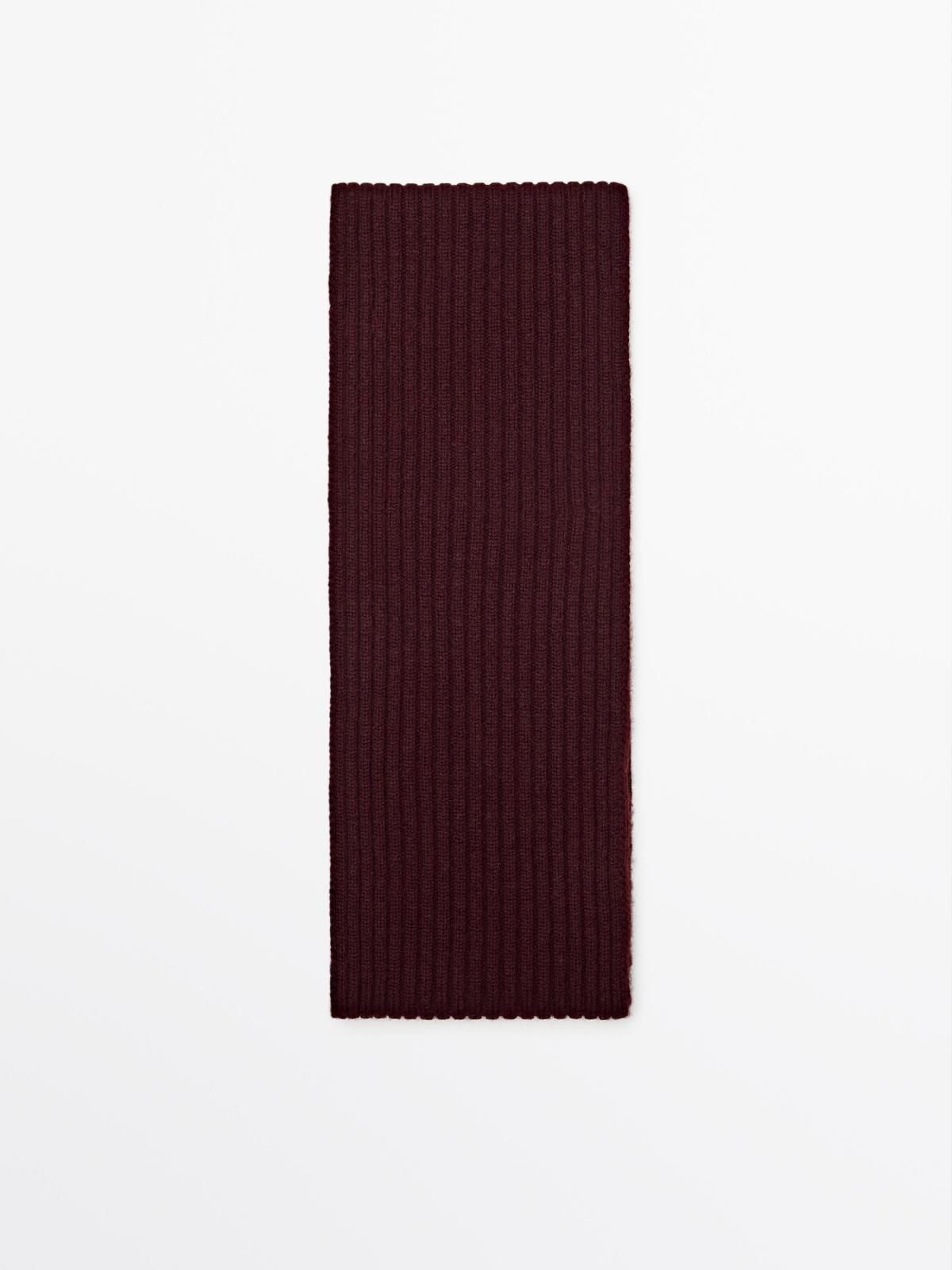 마시모두띠 버건디 울블렌드 리브드 니트 스카프 6342/653 BURGUNDY - 상세 이미지 2