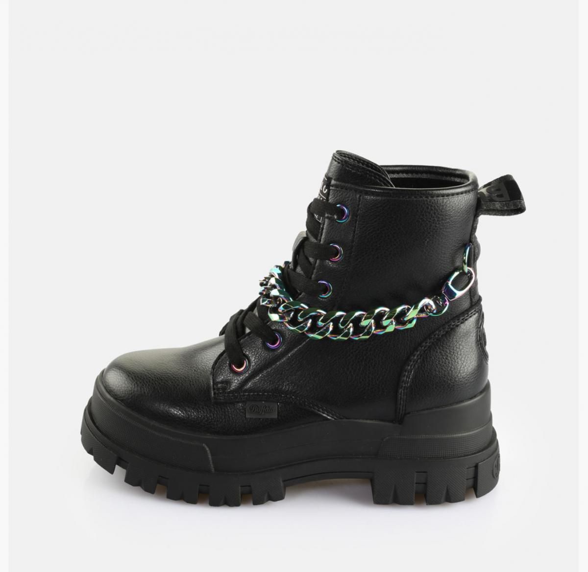 버팔로 플랫폼 체인 앵클부츠 블랙 비건 레더 02377075 SCHWARZ/MULTICOLOR - 메인 이미지