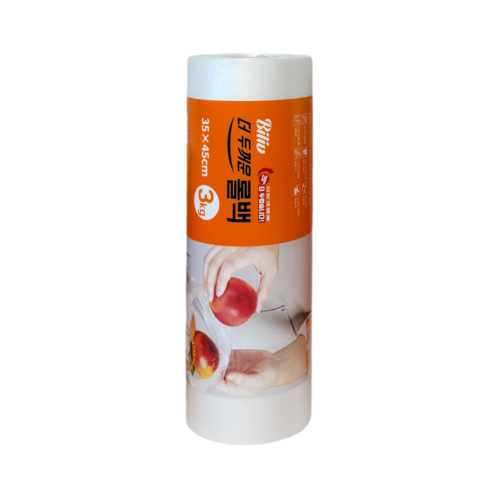 두꺼운 위생롤백 일회용 비닐봉투 35x45cm 대용량 업소용 롤팩 3kg - 상품 이미지