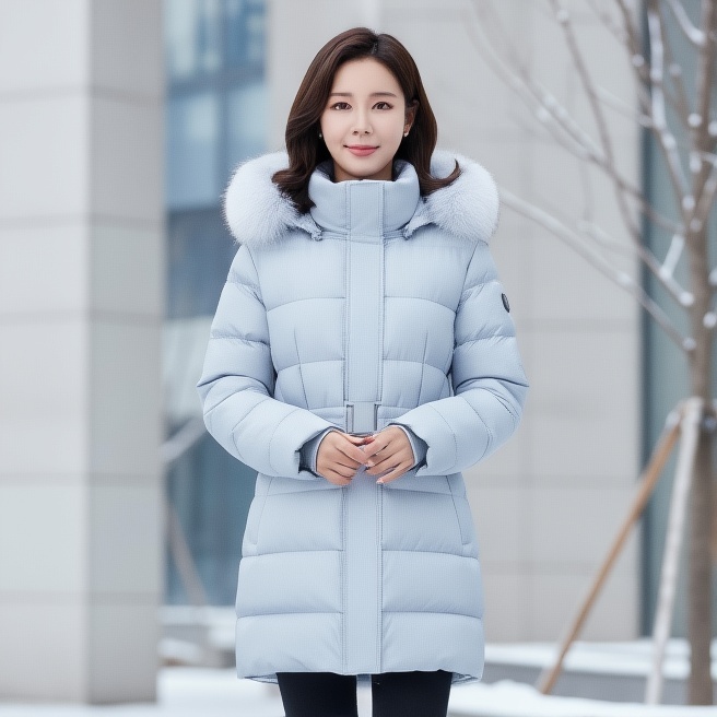 MILLET 밀레아웃도어 여자 겨울 블루폭스퍼 허리벨트 구스다운 패딩점퍼 - 메인 이미지