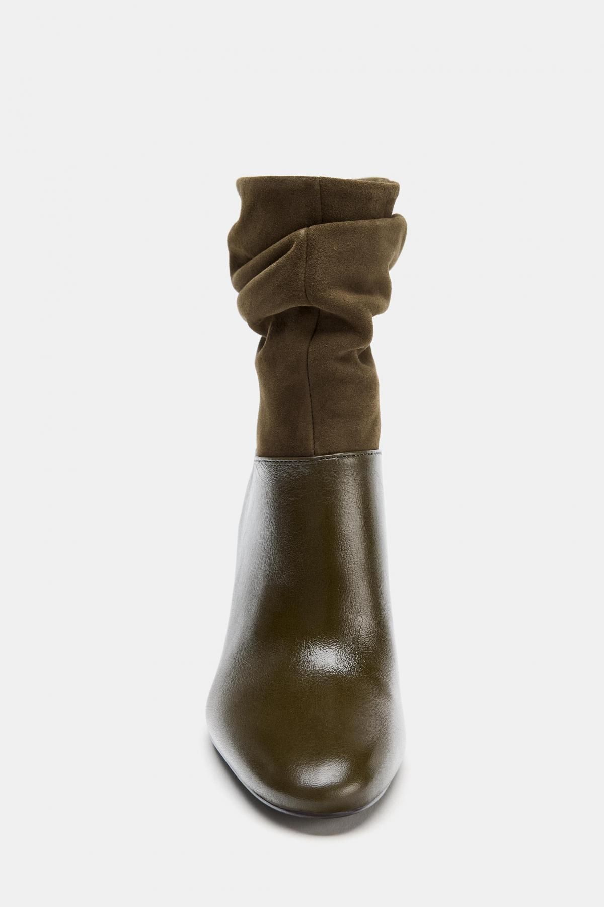 자라 링클 디테일 레더 스틸레토 앵클부츠 3117/610 DARK KHAKI GREEN - 상세 이미지 5