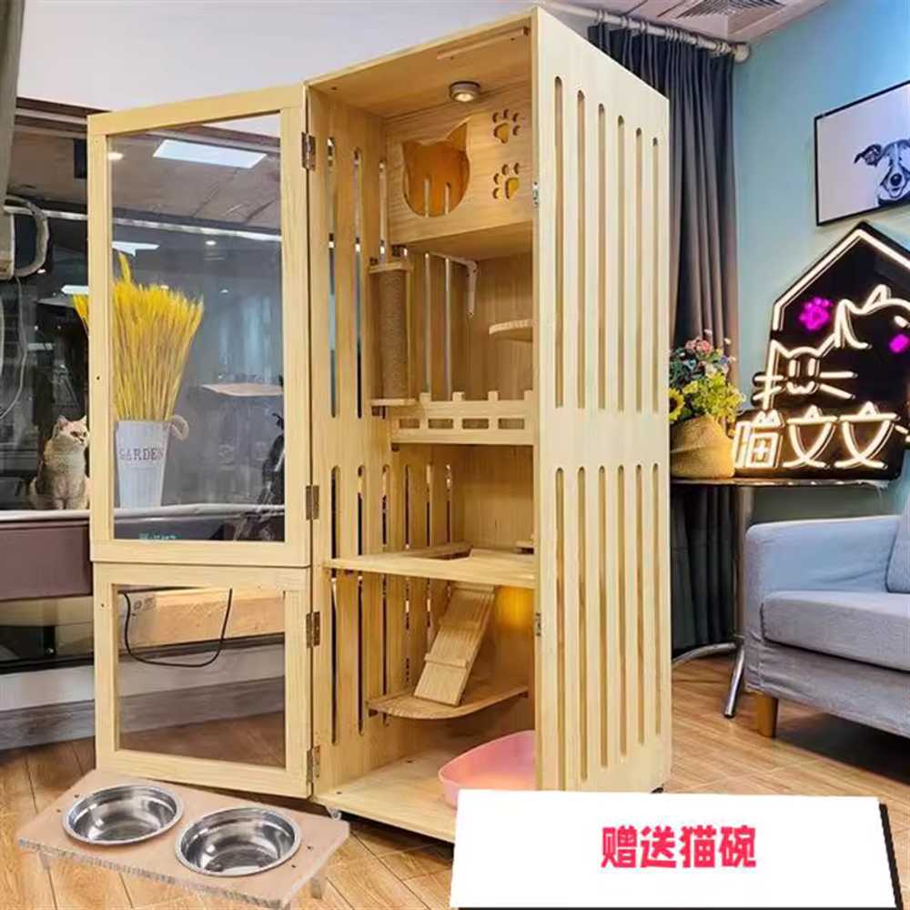 반려묘 격리장 원목 고양이집 보호장 호텔장 하우스 90cm 10kg이하 - 상세 이미지 2