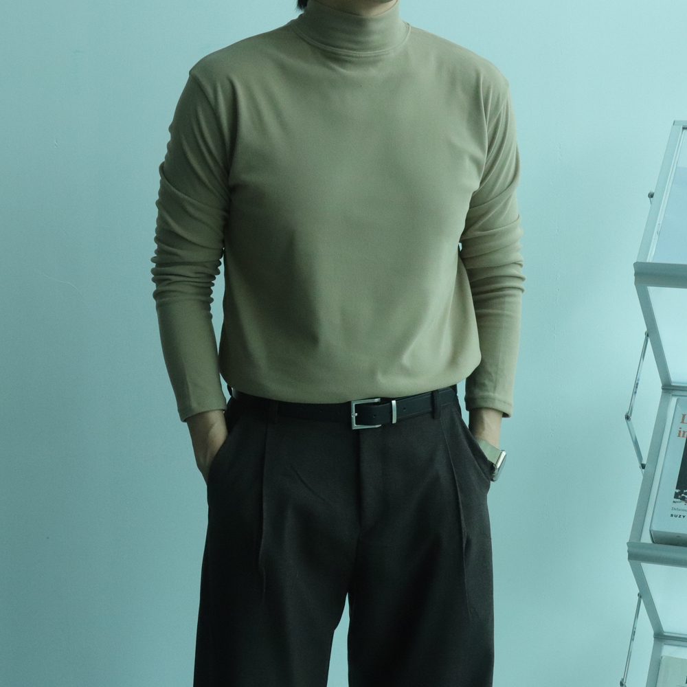 남자 니트 반목폴라 모크넥 하프넥 기모 니트 남자 목폴라 - 메인 이미지