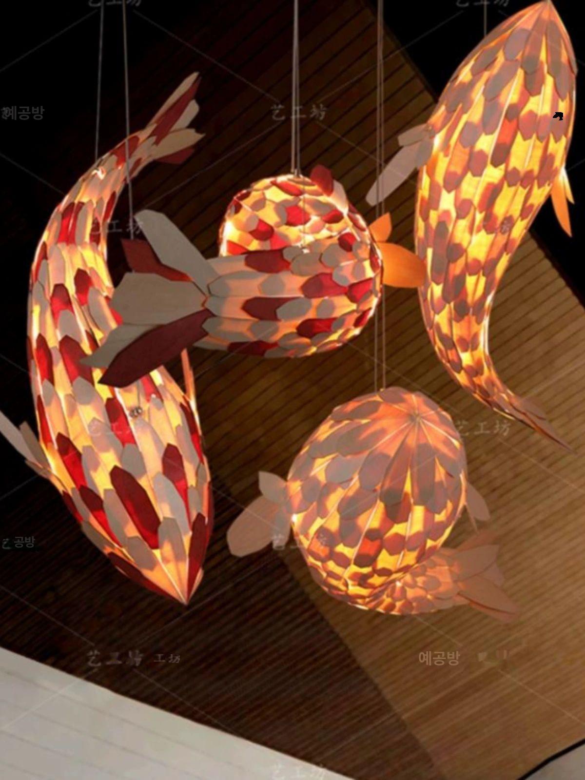 물고기 샹들리에 이자카야 일식집 호텔 식당 인테리어 - 상세 이미지 4