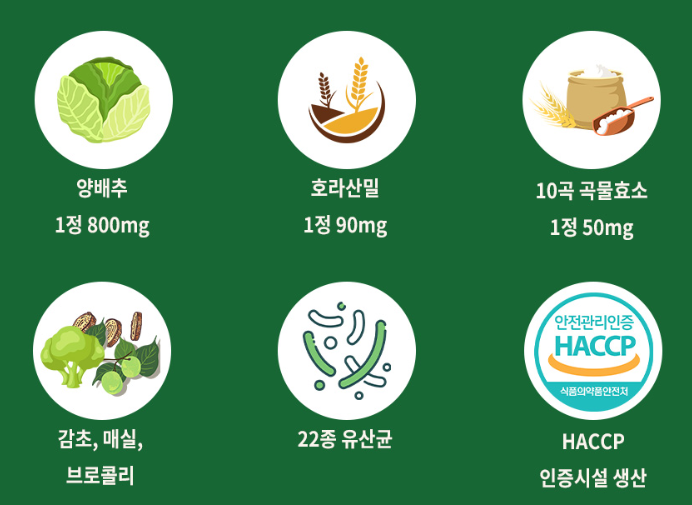 양배추 파로정 양배추환 호라산밀 곡물효소 60정 - 상세 이미지 3