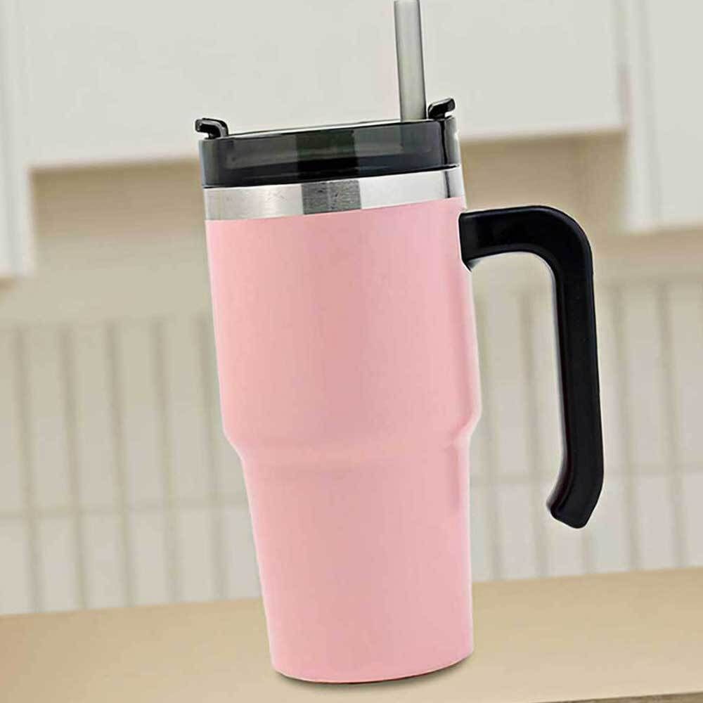 보온병 진공 텀블러 냉 600ML 빨대 스텐 손잡이 - 상품 이미지