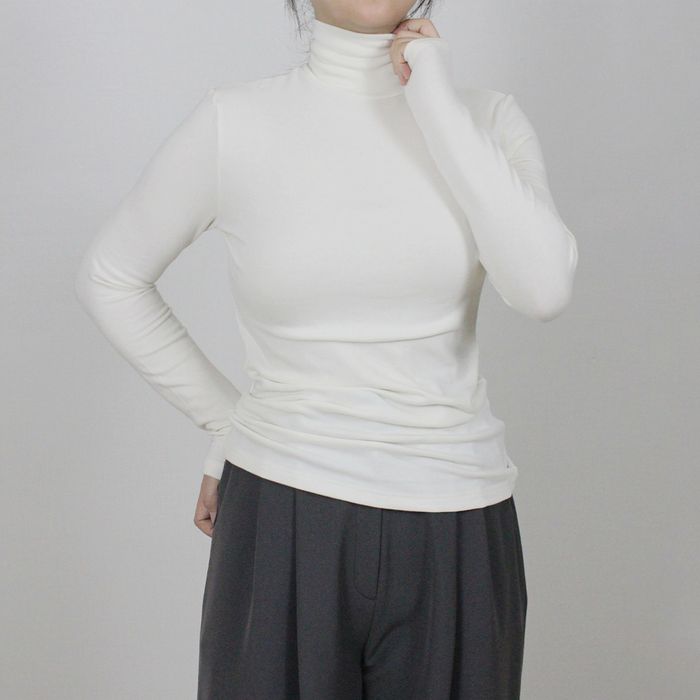 여성 가을 겨울 레이어드 이너 울 반목 장목 하이넥 스킨 목폴라 이미지 8