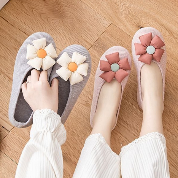 부드러운 플라워 덧신 슬리퍼 실내용 덧신 슬리퍼 소음방지 가벼운 거실화 - 메인 이미지