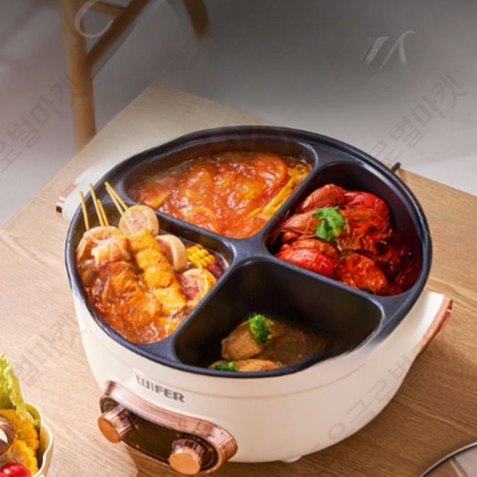 샤브샤브기계 전기 전골냄비 분할 대용량 곰솥 훠거 - 상세 이미지 3