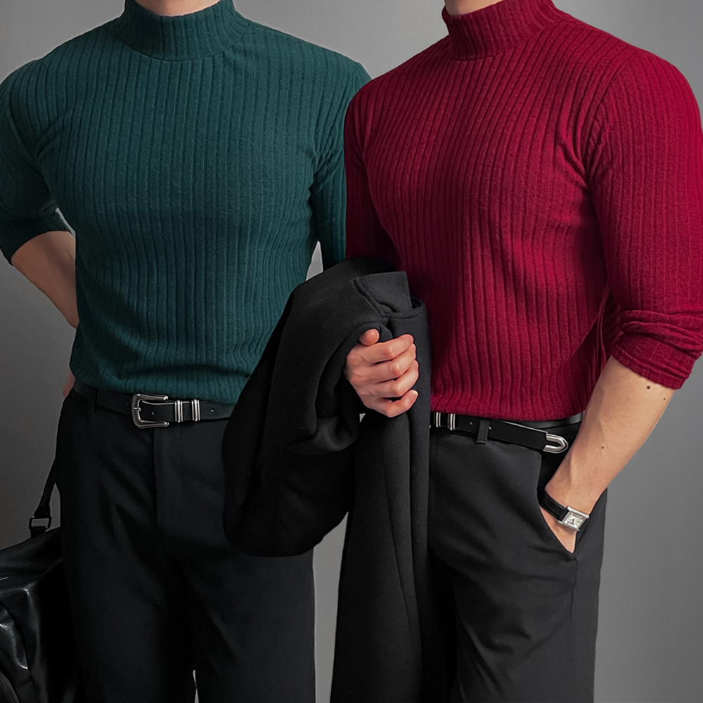 1+1 목폴라니트 머슬핏니트 남성목폴라 남자반폴라 남자반목폴라 모크넥 제품 이미지