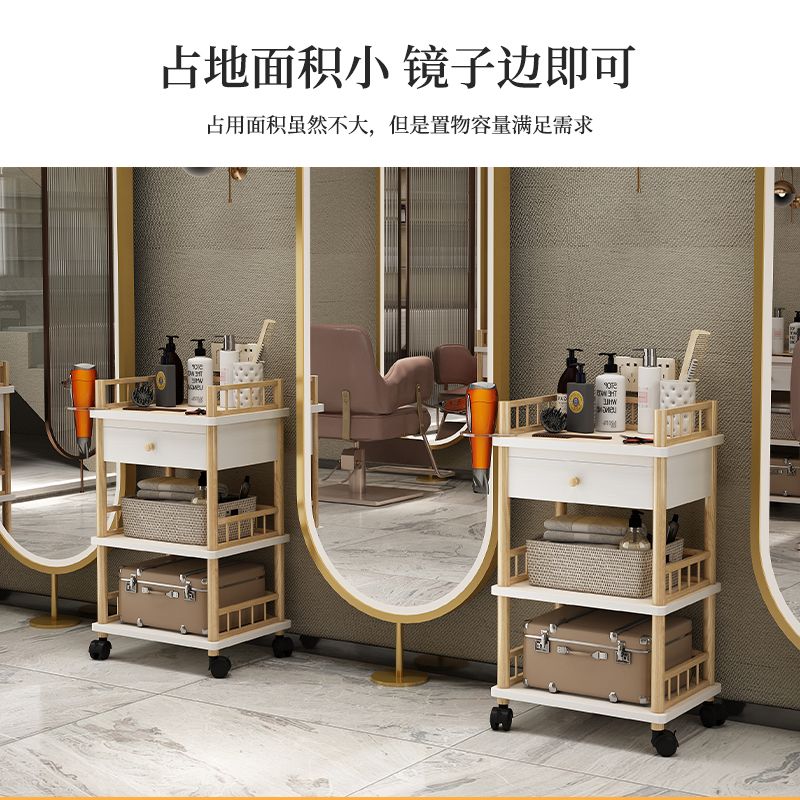 원목 미용웨건 주방 왜건 이동식카트 우드 미용 월넛 3층 롱 40 서랍 울타리 공식 표준 0x0x0cm - 상세 이미지 3