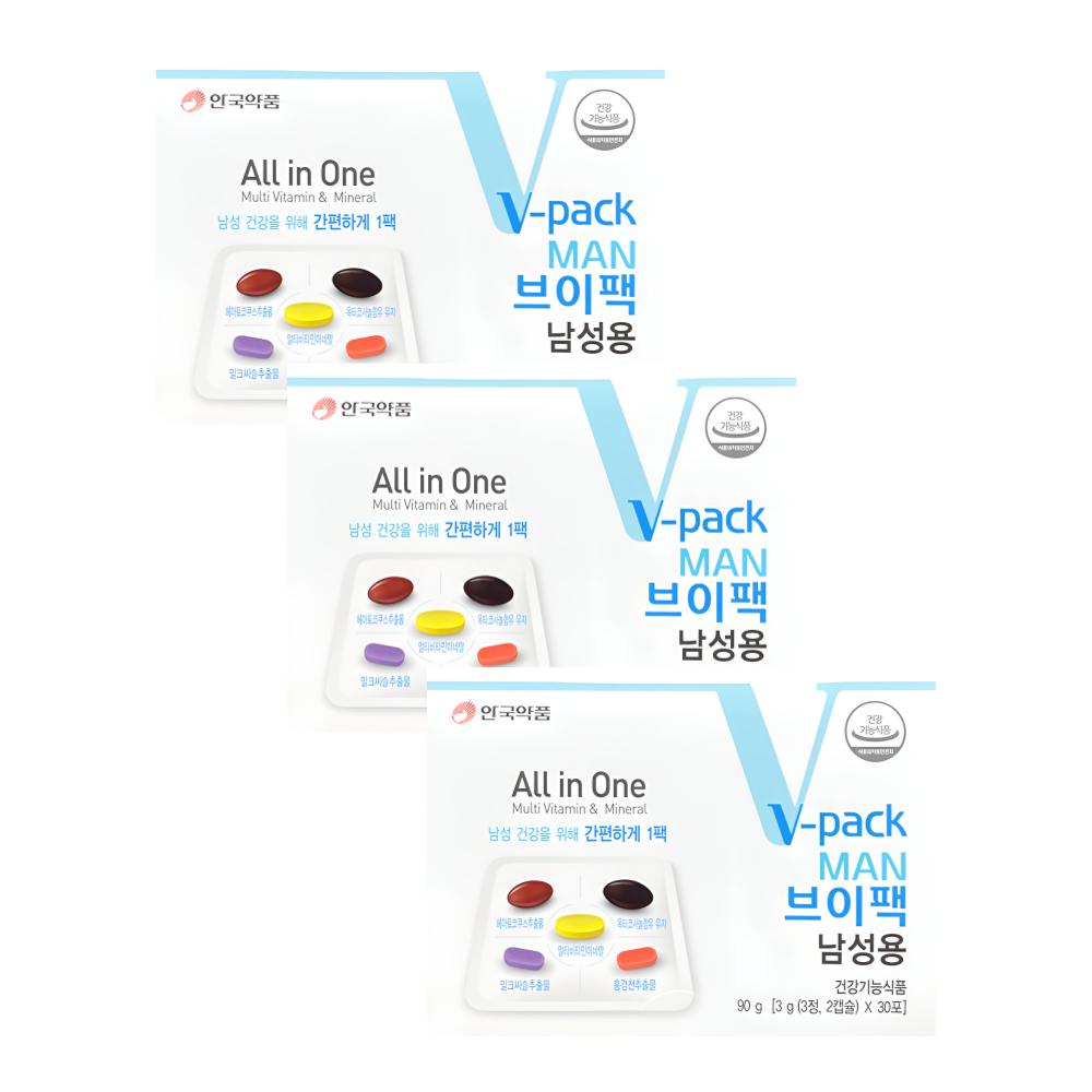 안국약품 브이팩 남성용 종합 멀티 비타민 30포X3박스 - 메인 이미지