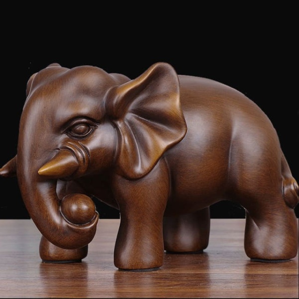 풍수재물운 사무실 소형 코끼리나무조각상 장식품 흑단목 한 쌍 길이 18cm - 상품 이미지