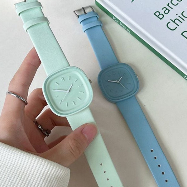 데일리 여자 패션 시계 아날로그 여성 스퀘어 시계 손목 파스텔 - 상품 이미지