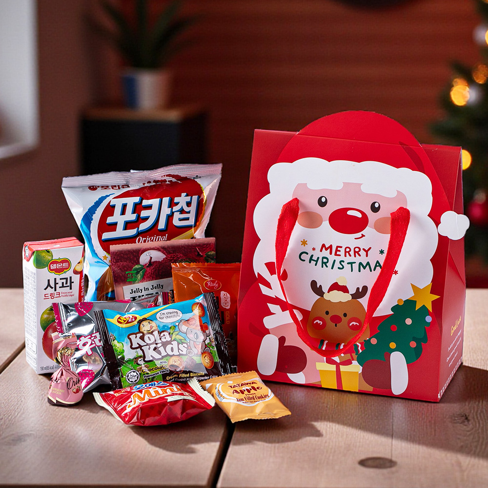 더하모니 ONLY 크리스마스 산타가방 선물꾸러미 간식꾸러미 과자선물세트 단체행사 구디백 - 상품 이미지