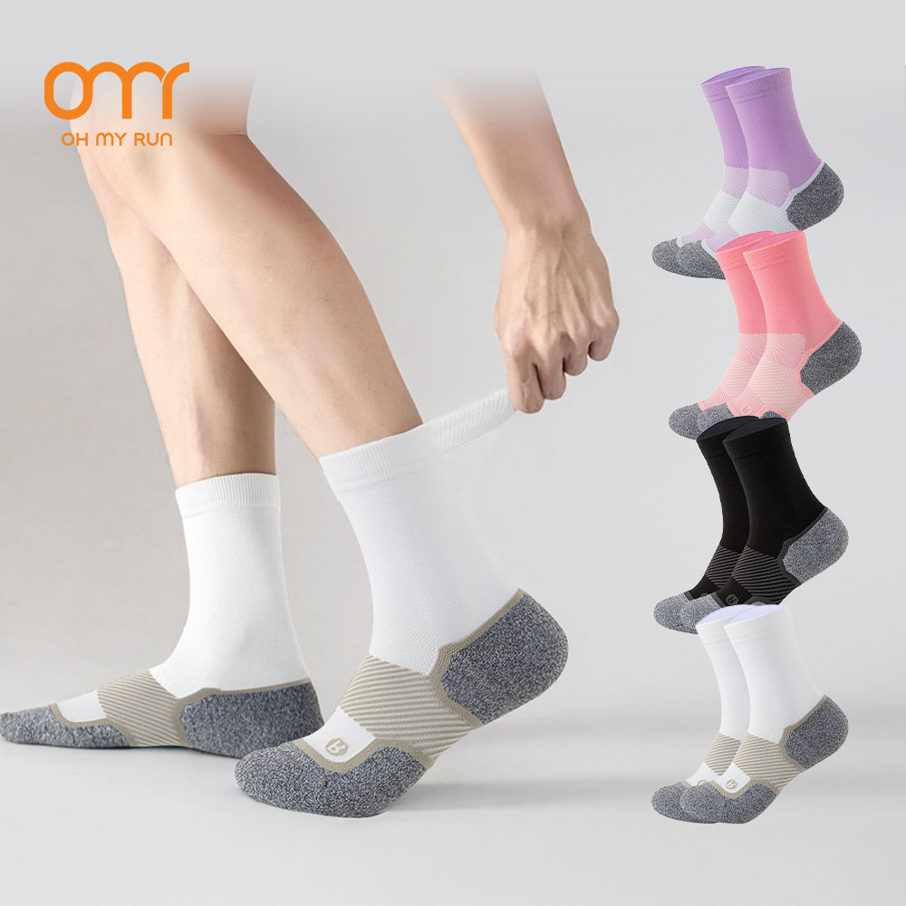 러닝양말 마라톤 두꺼운 컴프레션 크루삭스 조깅 런닝 쿠션 중목양말 - 상품 이미지