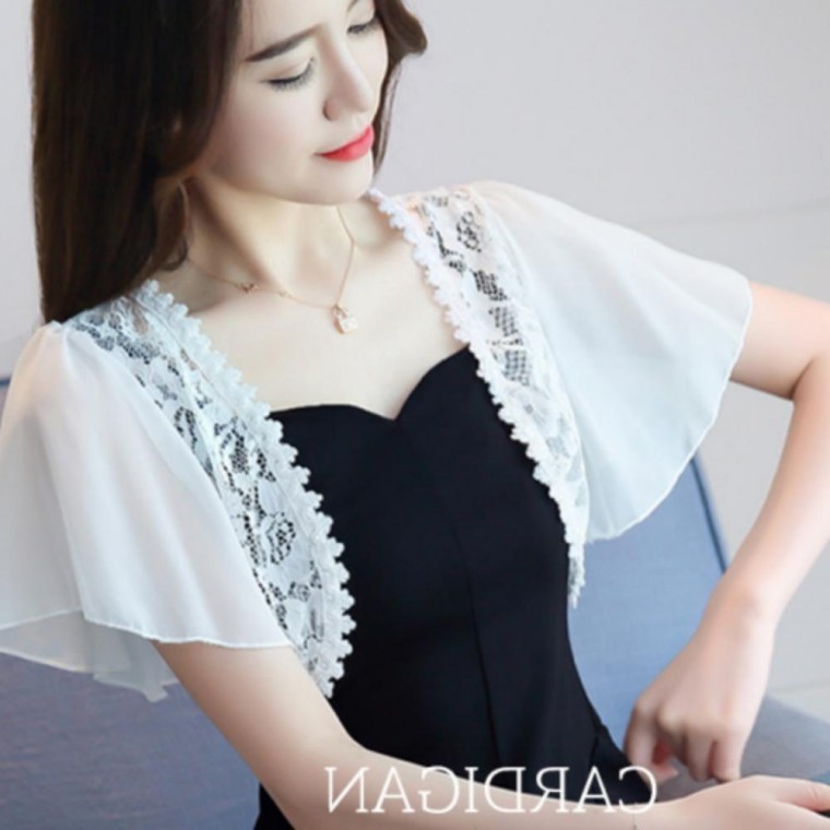 볼레로 쉬폰 원피스 가디건 레이스 숄 여성 짧은 코트 자켓 여름 볼레로 - 상품 이미지