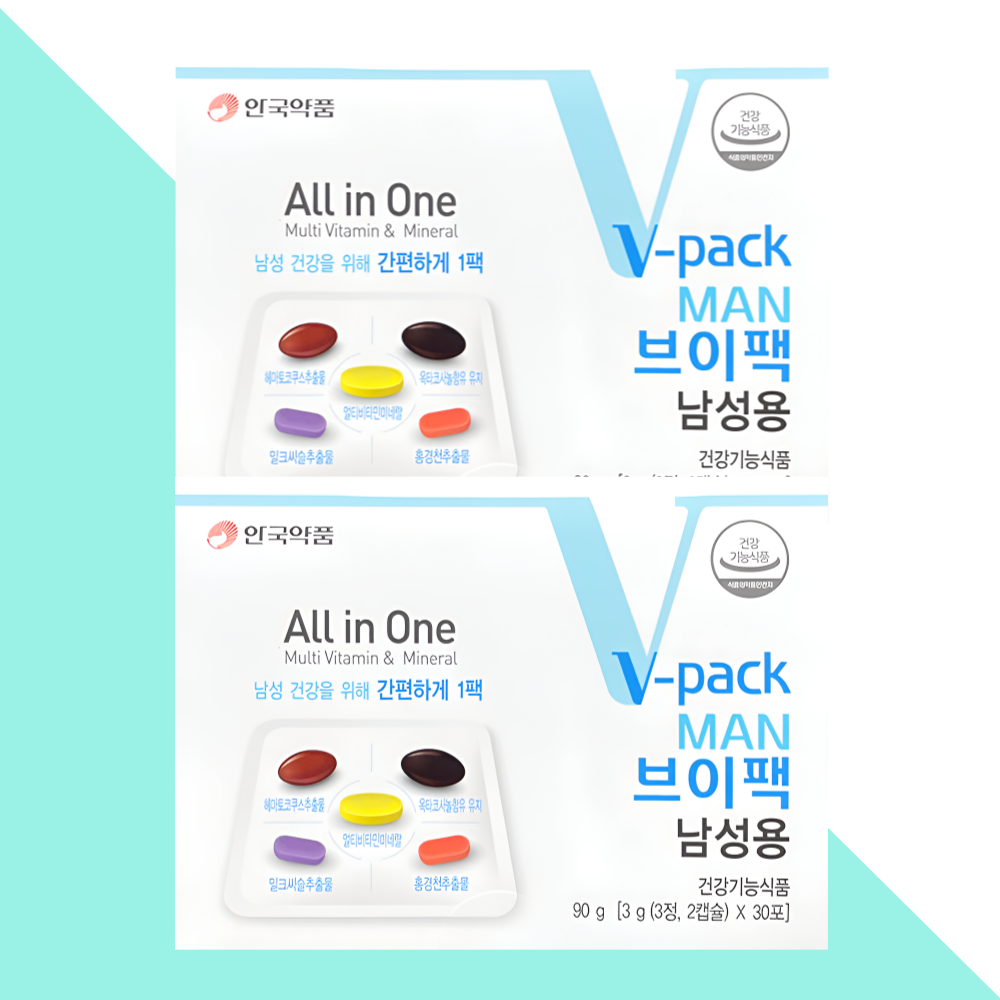 안국약품 브이팩 남성용 올인원 영양제 30포X2개 - 메인 이미지