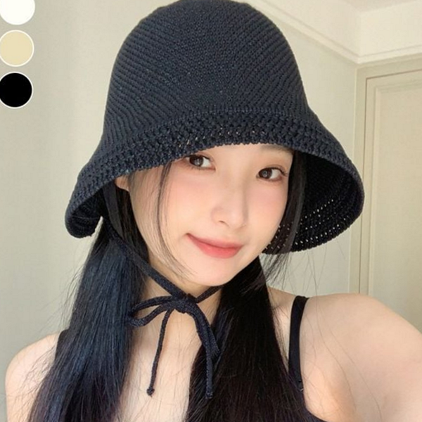 데일리버킷 여성 버킷 햇 소공녀 여자 니트 모자 휴양지 바캉스 - 메인 이미지