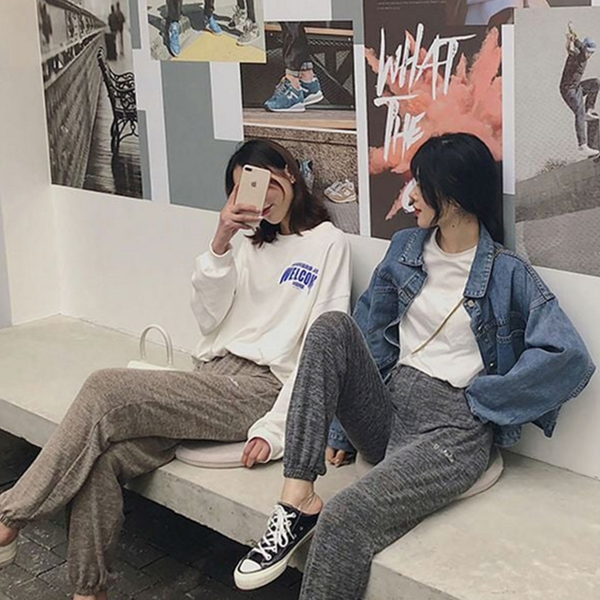 루즈핏 여자 조거 팬츠 데일리 여성 조거 팬츠 여름 밴딩 - 상품 이미지