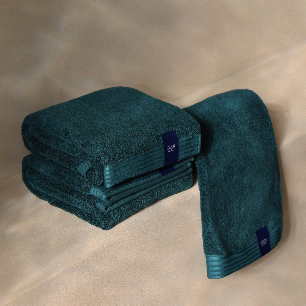 [럭키딜]코튼클라우드 먼지없는 수피마 호텔 수건 고중량 테누아 타월 200g, 모스그린, 5장