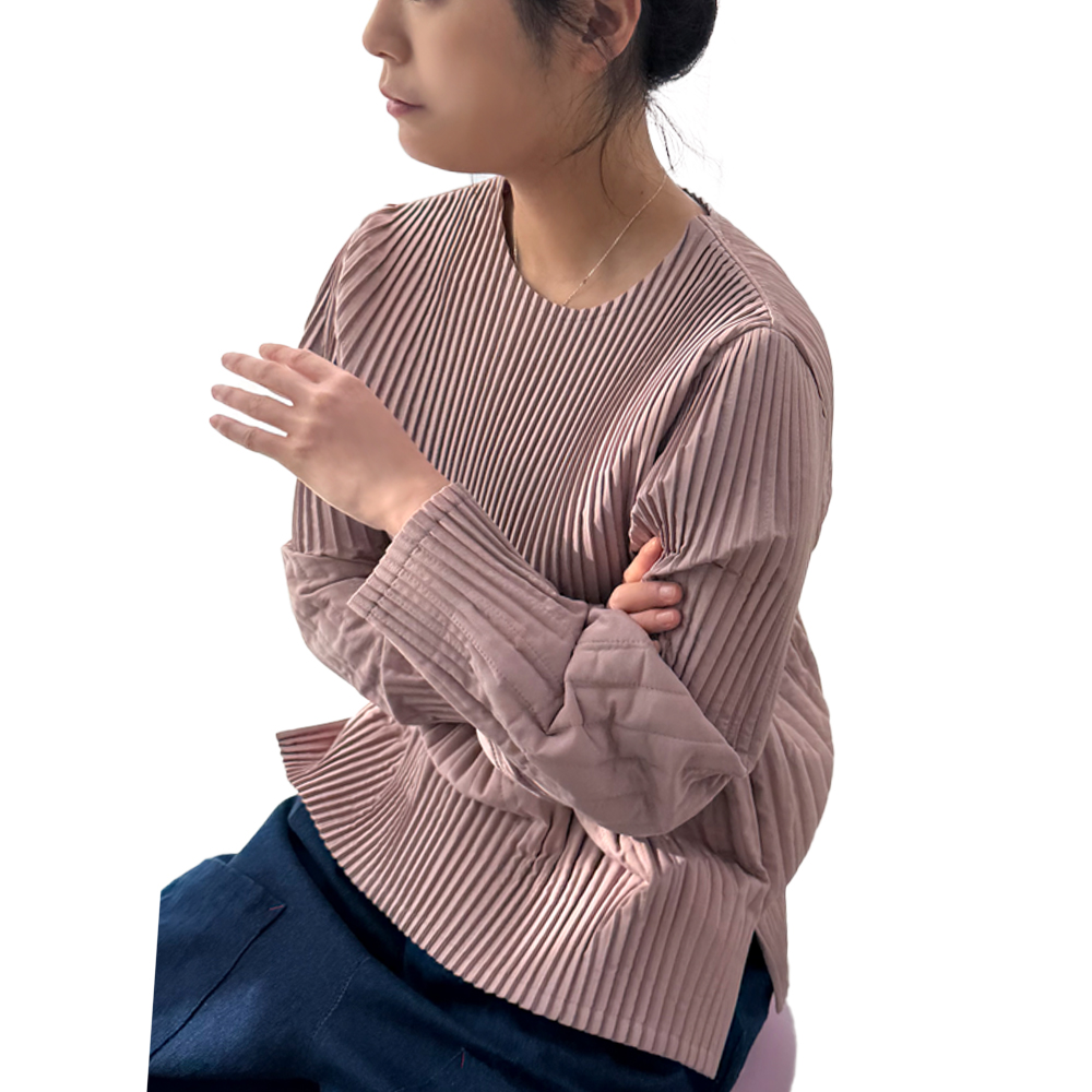 VT22 얇은 누빔 플리츠 루즈핏 티셔츠 상의 에어터치 맨투맨 간절기 여성 누비 이미지 7