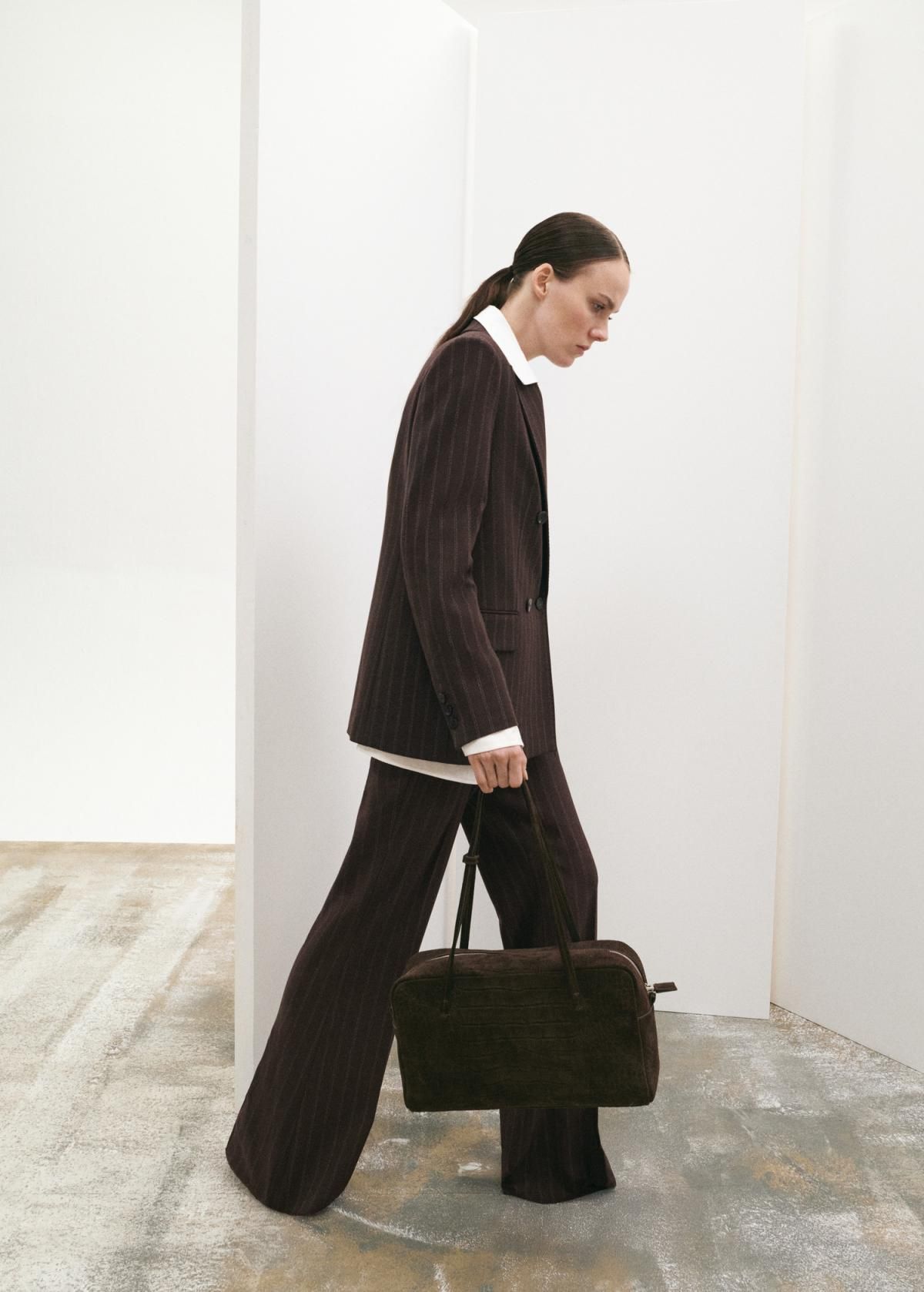 망고 핀스트라이프 테일러드 정장 팬츠 27071338 MARRON - 상세 이미지 2