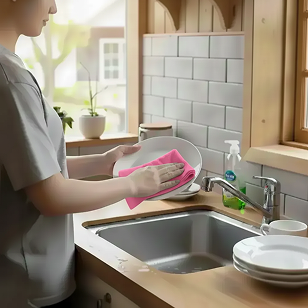 대용량 일회용수세미 핑크 350매 다회용 일회용