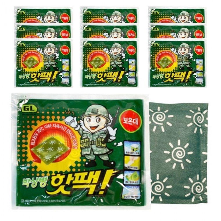 파스형핫팩 부착형핫팩 방한용품 붙이는핫팩 온열팩 박상병핫팩(10P) - 상품 이미지
