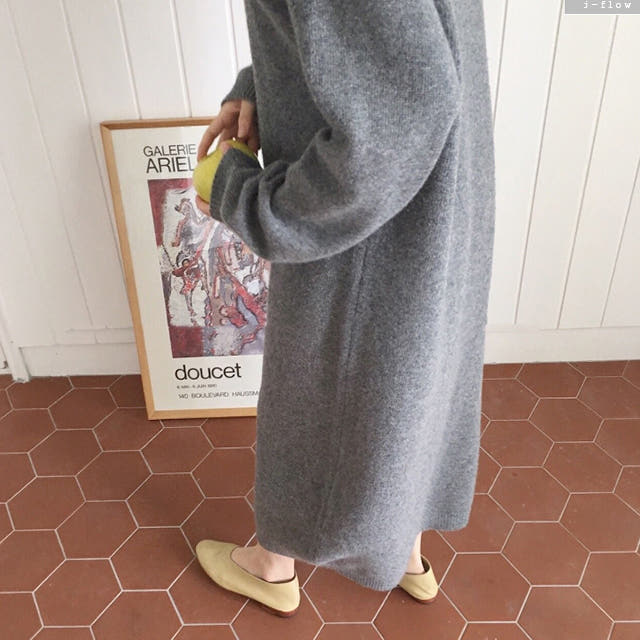 울 롱 니트 원피스 착용컷