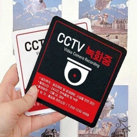 캔캔토토 CCTV 녹화중7 부착형 소형안내판 13x13cm 건물 공공장소 가게 씨씨티비