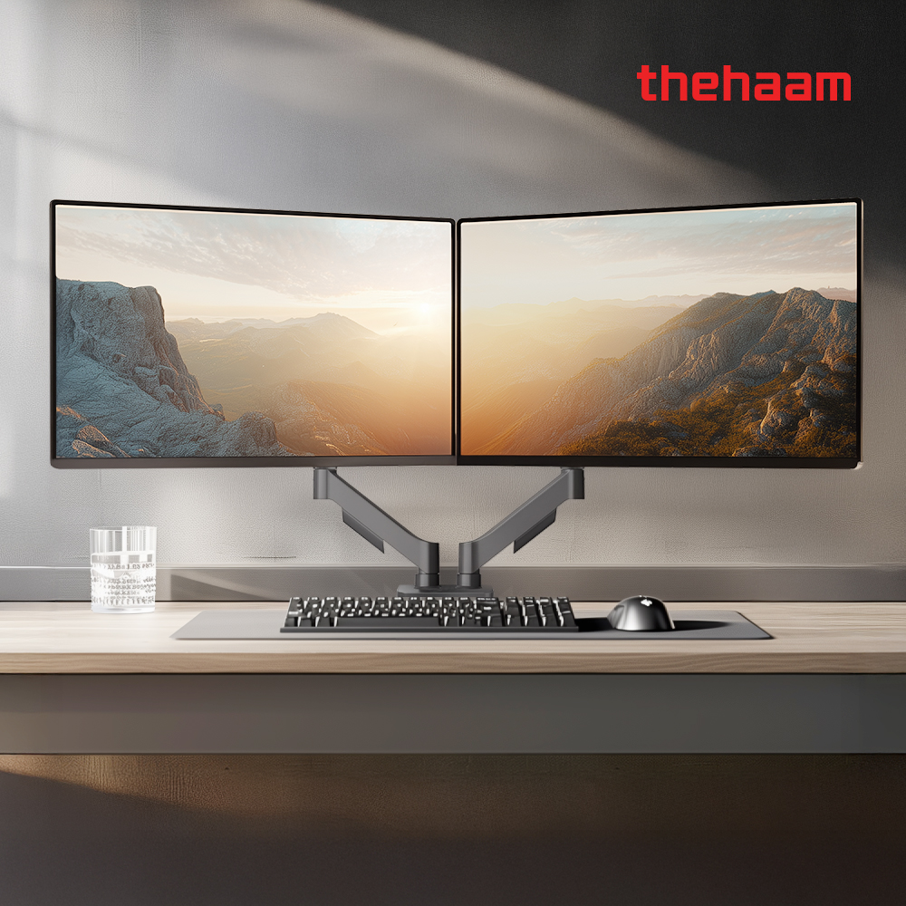 더함 모니터암 듀얼 모니터 거치대 81.3cm(32인치)