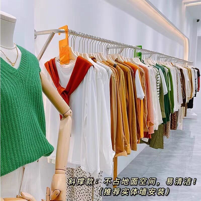 옷가게벽행거 옷걸이 선반 의류매장 행거 진열대 고정 U자형 옆걸이 150x28 나노 실버 공식 표준 - 상세 이미지 2