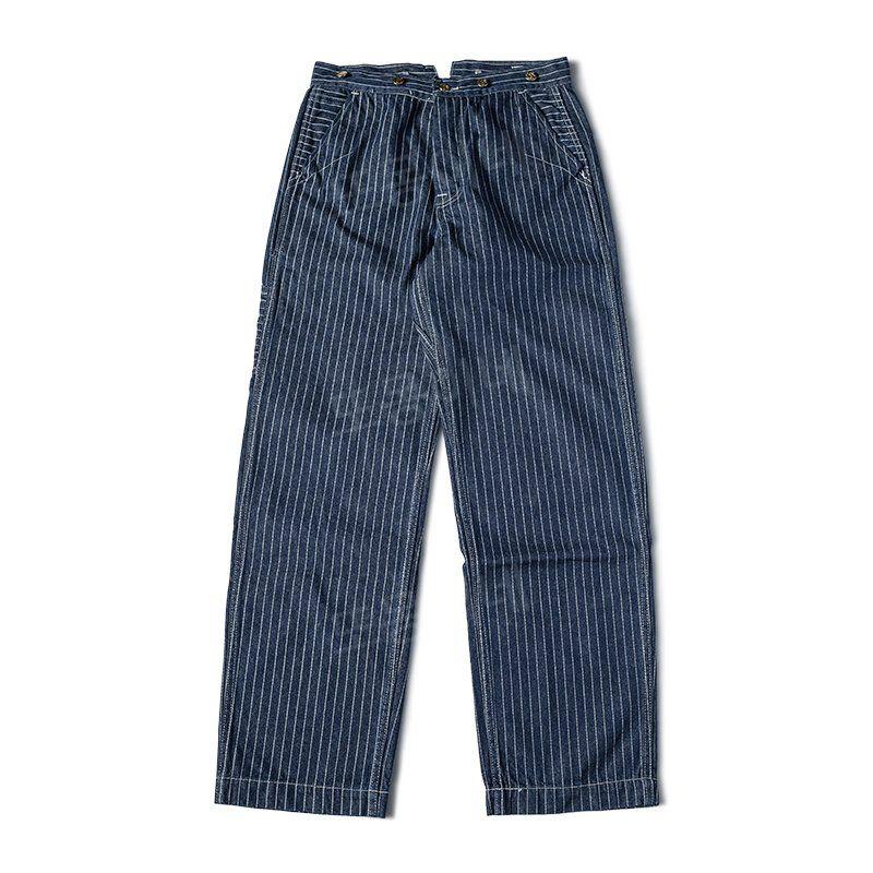 브론슨 논스탁 NON STOCK 카고 바지 스트레이트 데님 빈티지 1920 도트 레일웨이 파랑 S - 상품 이미지