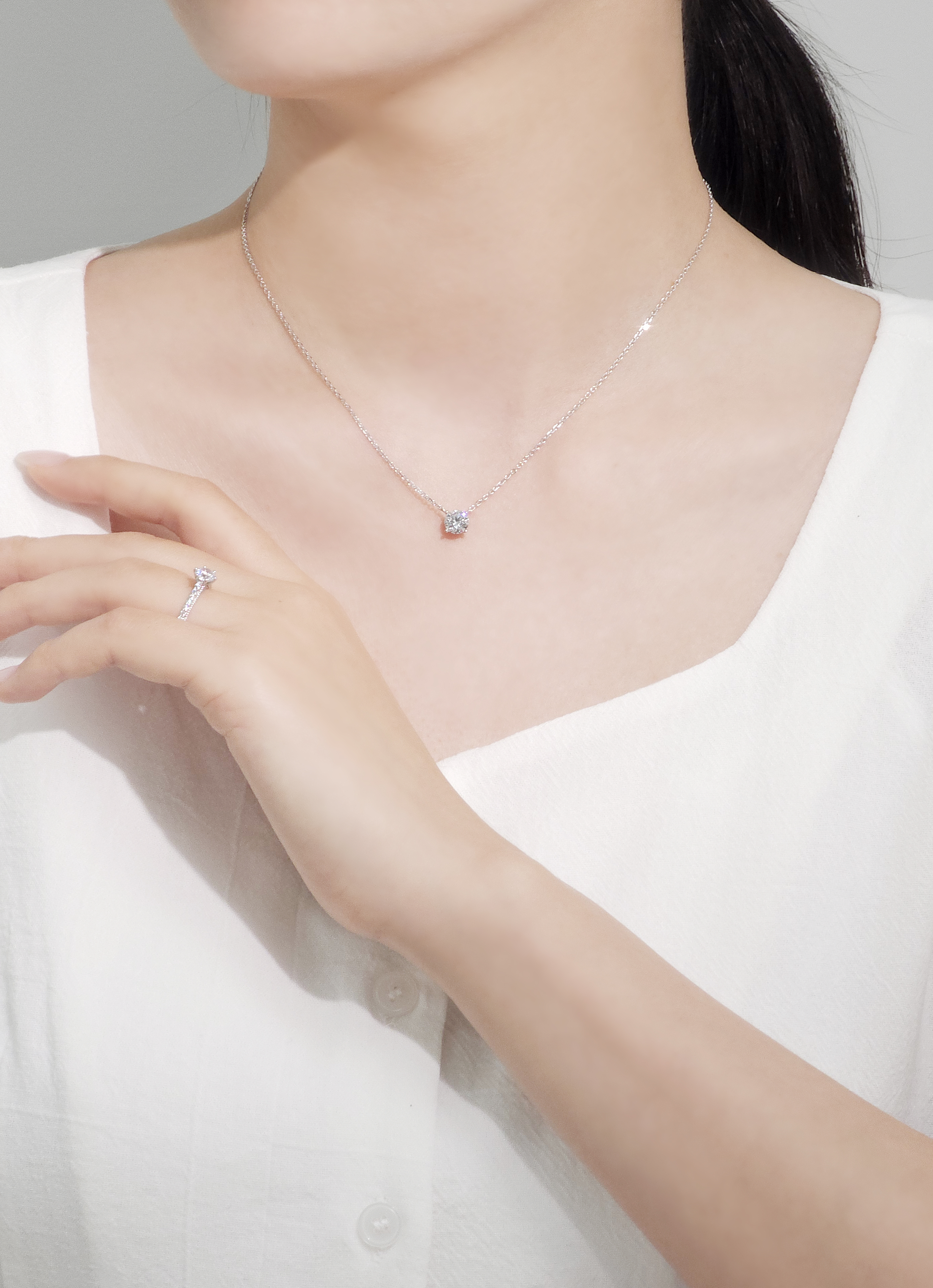 1캐럿 랩다이아 목걸이 일체형 4프롱 IGI 랩다이아몬드 D컬러 14k 18k 이미지 6