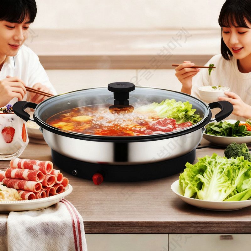 샤브샤브기계 전기 전골냄비 분할 대용량 곰솥 훠거 캠핑 - 상세 이미지 4