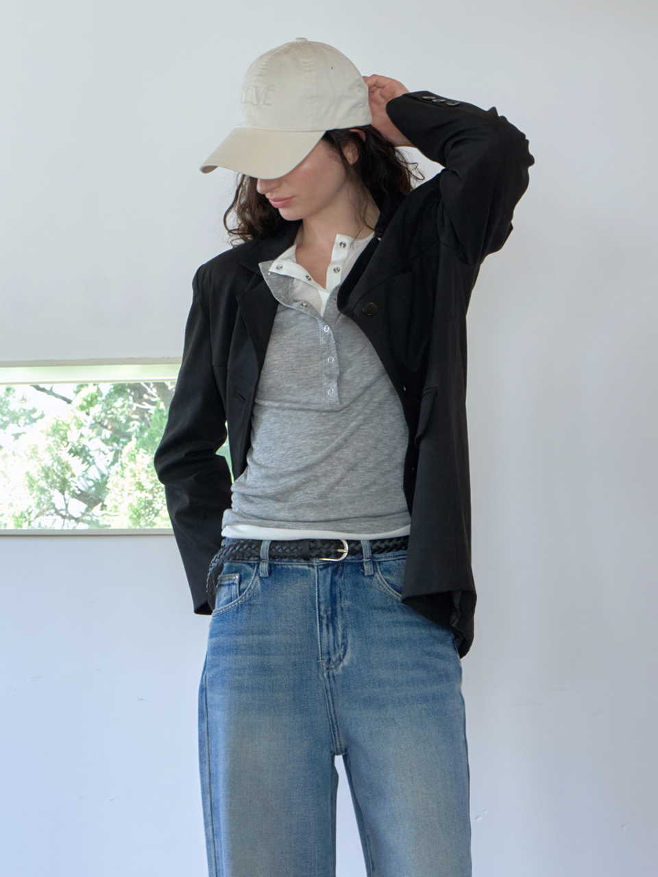 [엘씨브이] LCVE LOGO WASHED COTTON BALL CAP_IVORY