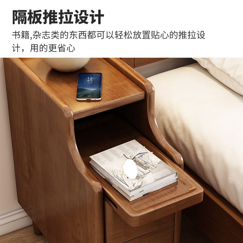 모듈협탁 서랍 틈새 샌달우드 침실 침대협탁 원목 침대 튤립 백단 40CM 더블 드로우 완전 조립(4피트 직접 설치) - 상세 이미지 3